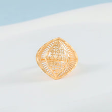 Aarna Royal Geometric Mesh Gold Ring