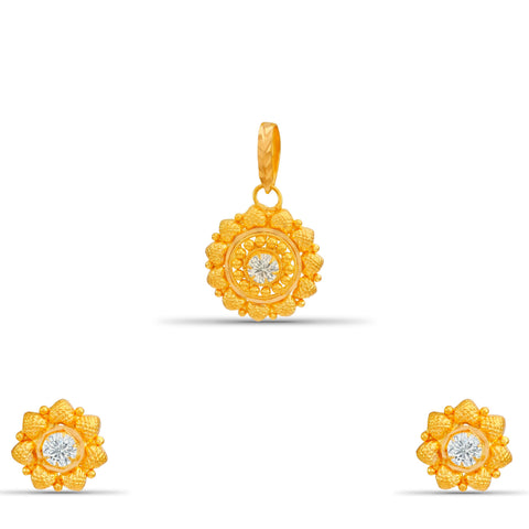 Palvika Lotus Pendant Set traditional  Gold elegance