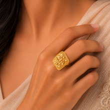 Mahi Royal Square Mesh Gold Ring