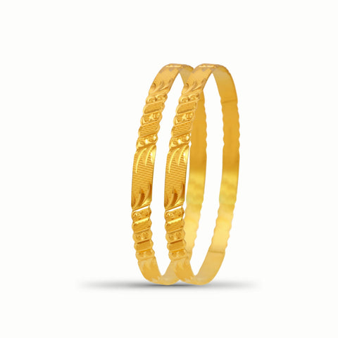 Elegant Gold Bangles With Floral Designs