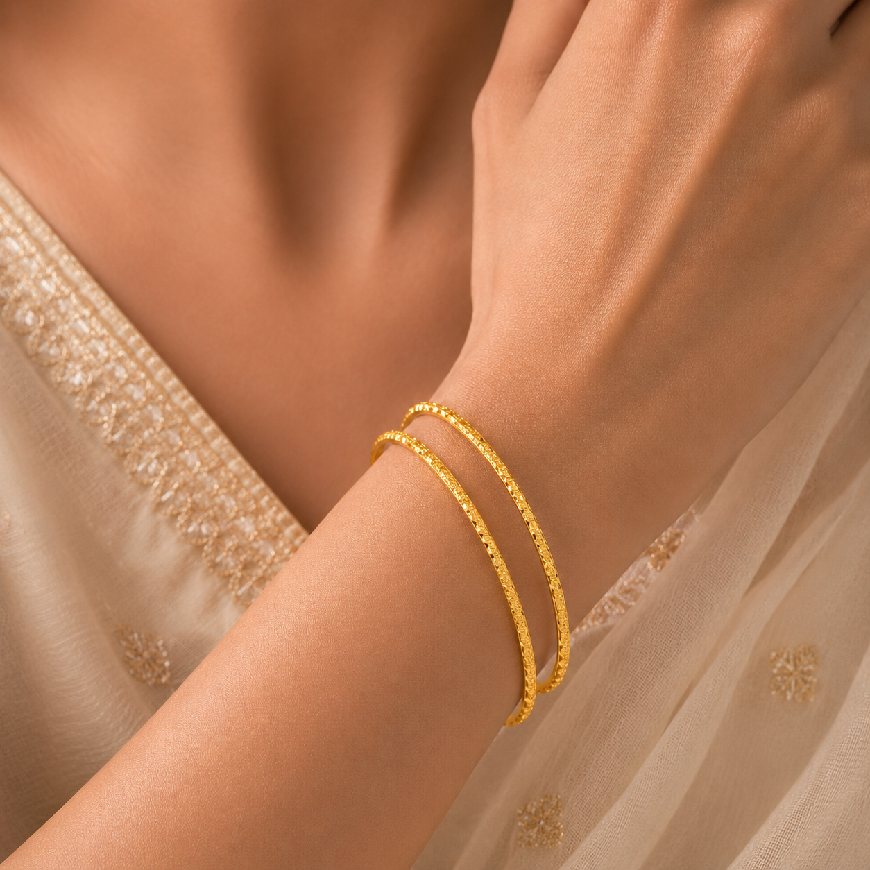 Noor Floral Design Gold Bangles