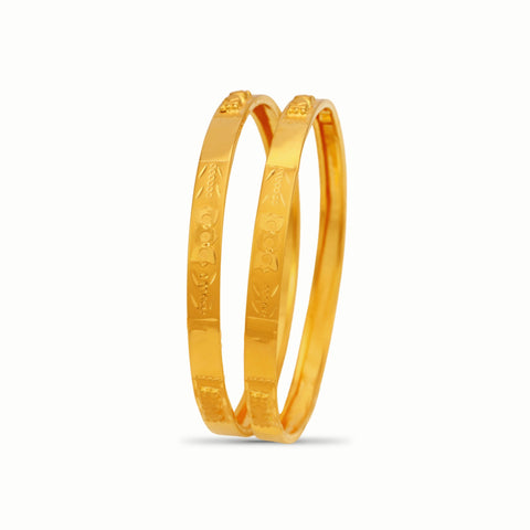 Floral Engravings For Festive Gold Bangles