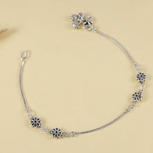 Varnika Floral Chain Silver Anklets