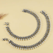 Ruhika Dense Drop Silver Anklets