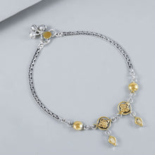 Kyra Dual Tone Floral Silver Anklets