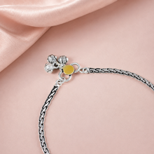Kyra Dual Tone Floral Silver Anklets