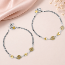 Gauri Dual Tone Spiral Silver Anklets