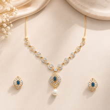 Blue Drop  With Pearl  Diamond Necklace Set