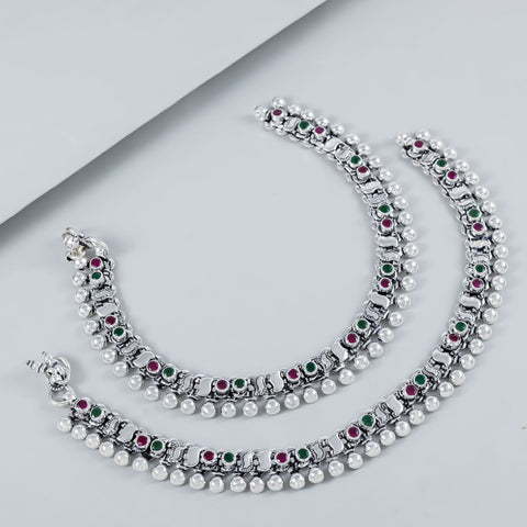 Pooja Ethnic Ghungroo Silver Anklets