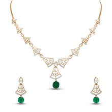 Elegant Diamond Emerald Necklace Set