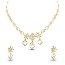 Graceful Gold diamond Necklace Set With Floral