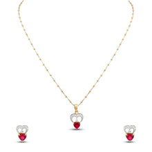 Ruby Diamond Pendant Set Heart-Shaped Charm