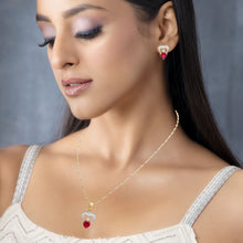 Ruby Diamond Pendant Set Heart-Shaped Charm