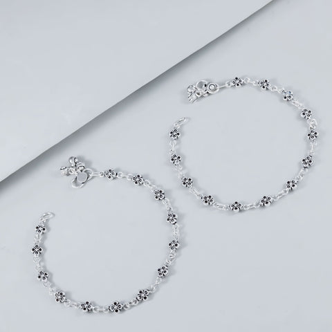 Navya Chic Ghungroo Charm Silver Anklets