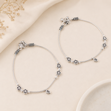 Diya Star Charm Silver Anklets