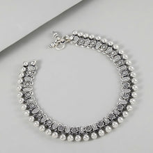 Ira Floral Ghungroo Silver Anklets