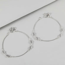 Teena Minimalist Beaded Chain Silver Anklets
