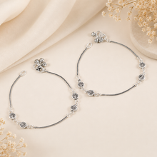 Divine Flora Charm Silver Anklets