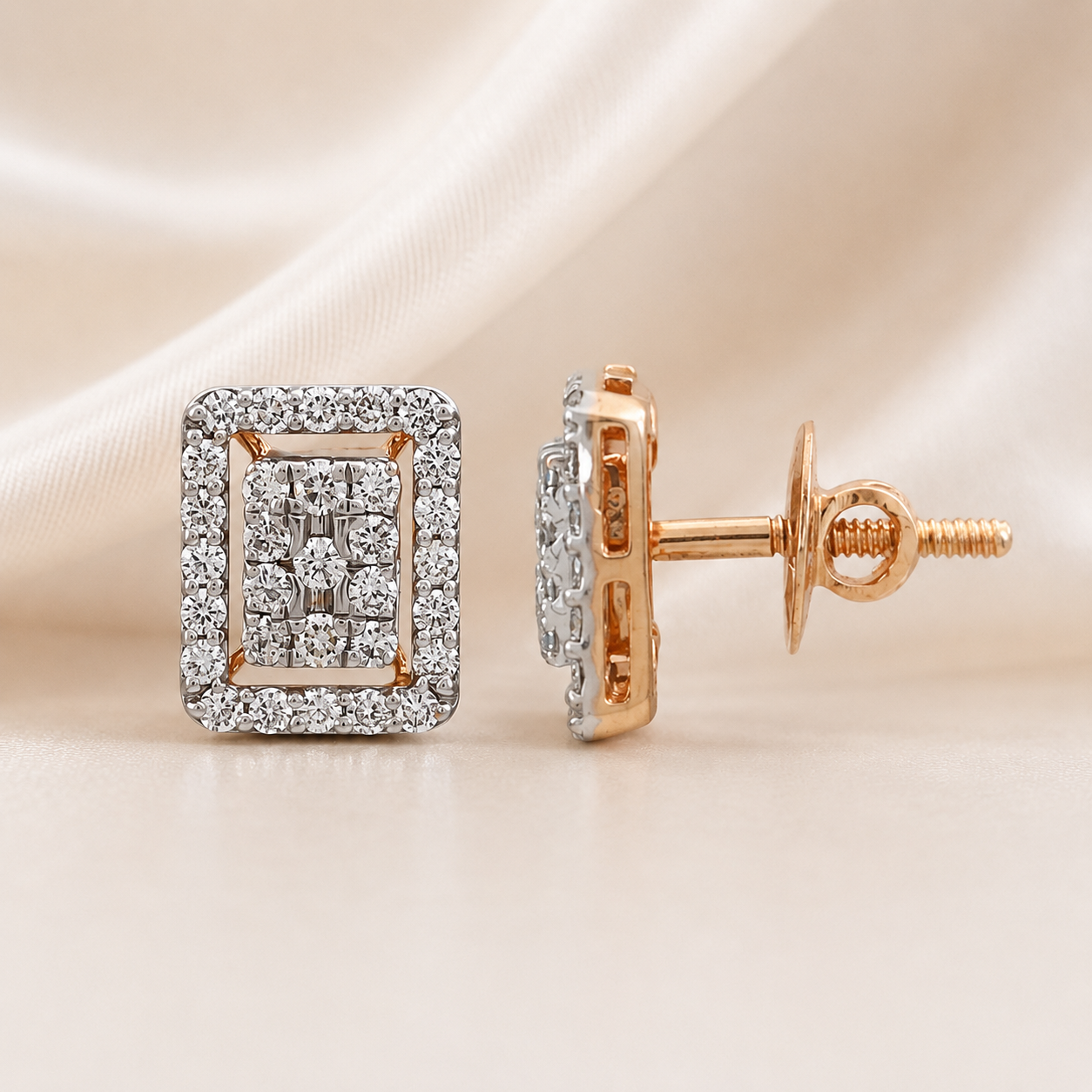 Ira Elegant Rectangular Diamond Earrings
