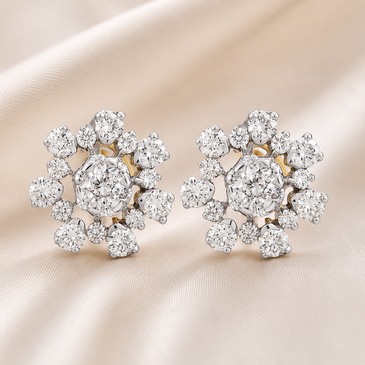 Ritika Floral Diamond Cluster Earrings