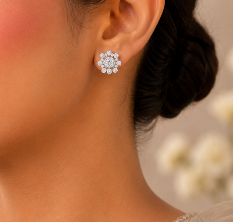 Ritika Floral Diamond Cluster Earrings