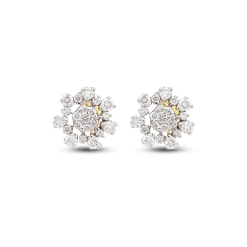 Elegant Floral Diamond Cluster Earrings