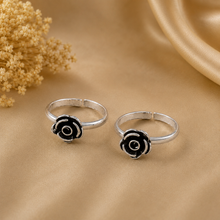 Graceful Rose Bud Silver Toe Rings