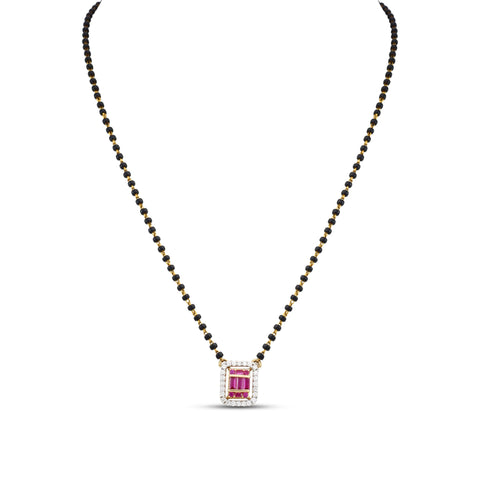Joyti Black Beads With  Ruby And Diamond Mangalsutra