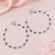 Himani Rose Petal Silver Anklets