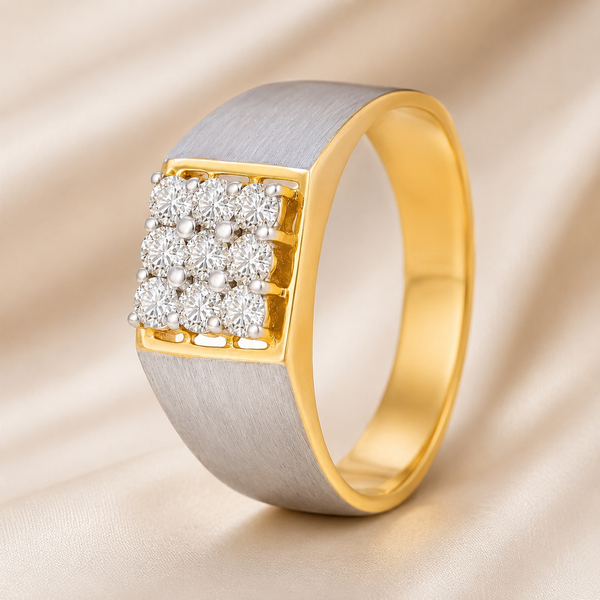 Dual Tone Shine Diamonds Ring For Him
