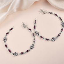 Ridhima Elegant Ruby Stone Silver Anklets