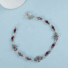 Ridhima Elegant Ruby Stone Silver Anklets