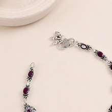 Ridhima Elegant Ruby Stone Silver Anklets