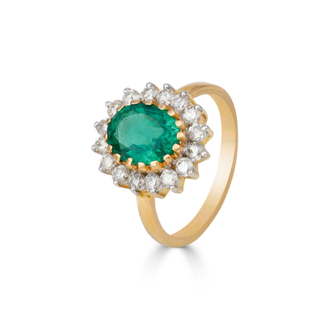 Smriti Floral Emerald Diamond Ring