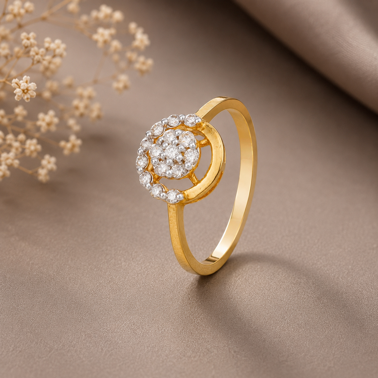Moonlight  Inspired  Circular Design Diamond Ring