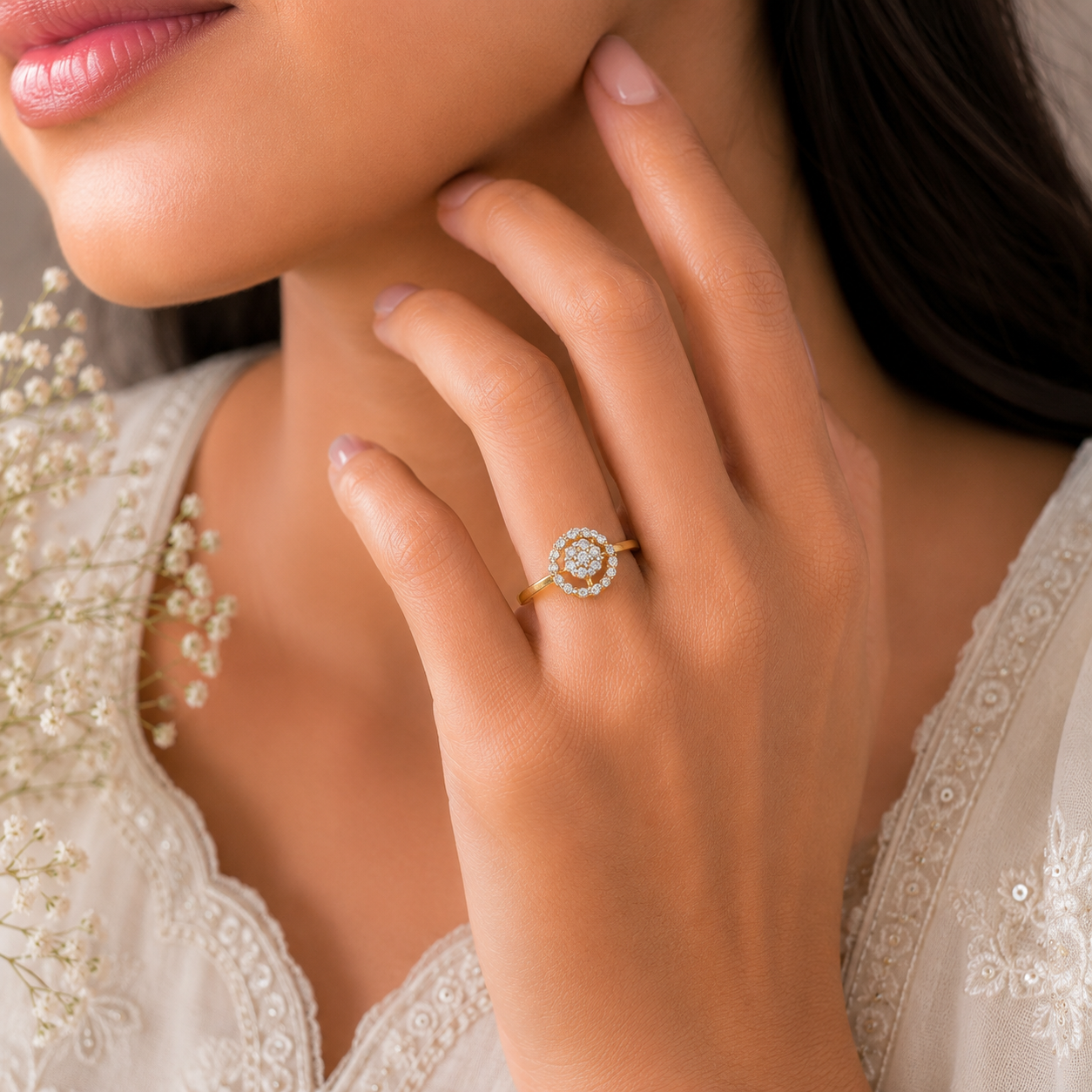 Moonlight  Inspired  Circular Design Diamond Ring