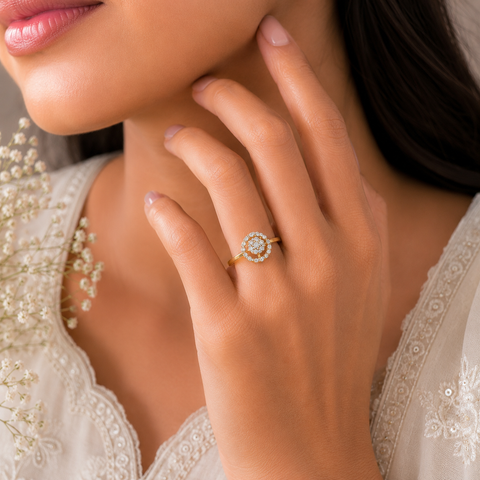 Moonlight  Inspired  Circular Design Diamond Ring