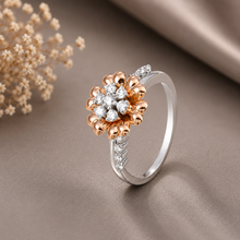 Elegant Floral Diamond Ring With Rose Gold Petals