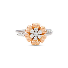 Elegant Floral Diamond Ring With Rose Gold Petals
