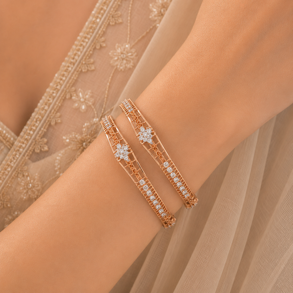Sana Graceful Diamond Floral Bangles