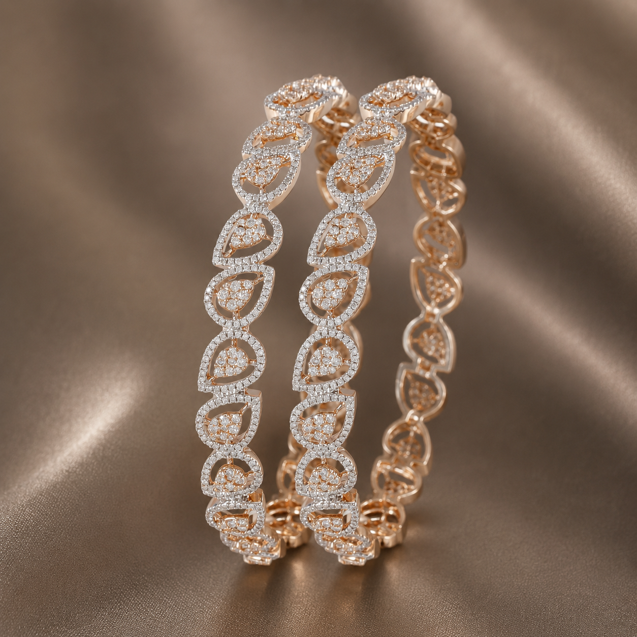 Dual Tone Festive Design Diamond Bangles