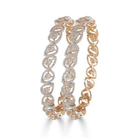 Dual Tone Festive Design Diamond Bangles