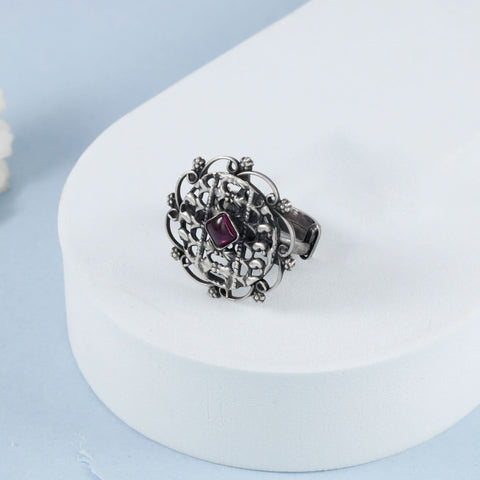 Alia Intricate Filigree Work Silver Ring