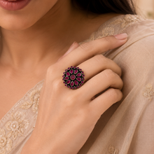 Reya Antique Floral Silver Ring