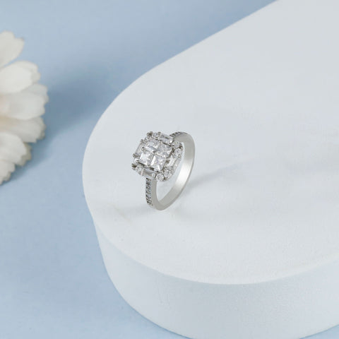 Bhavya Sparkling Silver Cz Ring