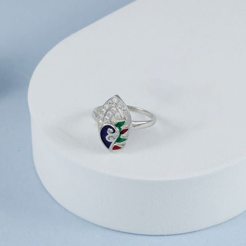 Prisha Colorful Charm Silver Cz Ring