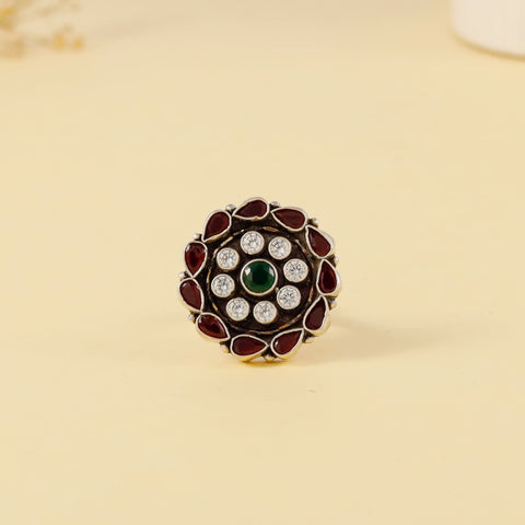 Payal  Floral Stone Designe Silver Ring