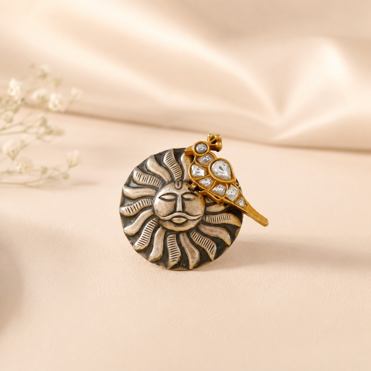 Rhea Unique Sun Charm Silver Ring