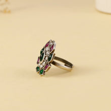 Inaya Antique Kundan Flower Silver Ring