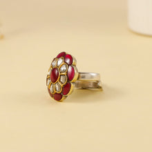 Prisha Red Stone Kundan Silver Ring
